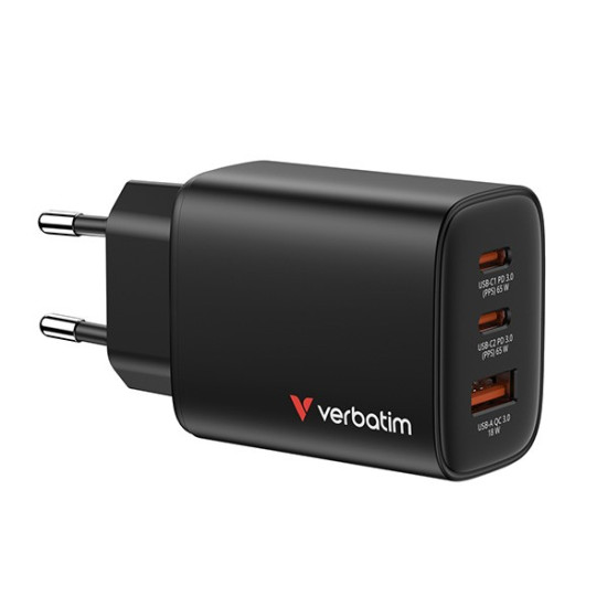 Ładowarka GaN 65W QC 3.0, 2x USB-C, 1x USB PD 3.0 EU