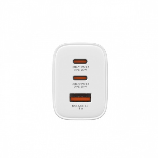 Ładowarka GaN 65W QC 3.0, 2xUSB-C, 1x USB-A PD 3.0 EU