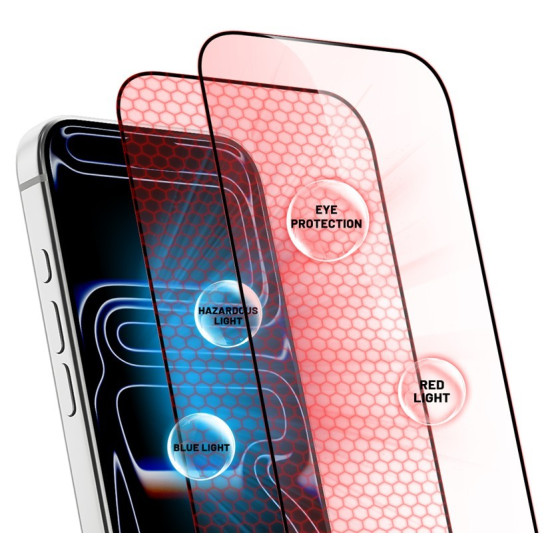 Szkło hartowane OptiRed Glass z filtrem światła niebieskiego iPhone 17