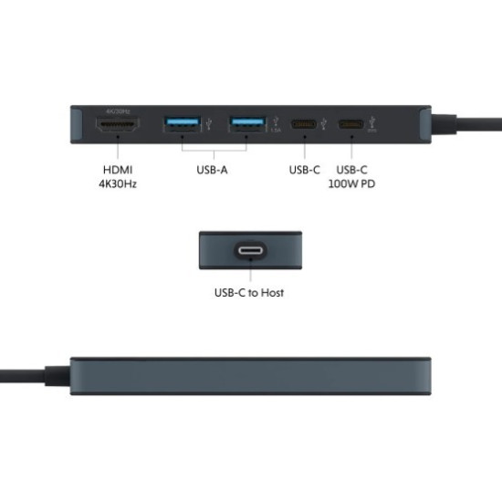 Hub Flex 5 Port USB-C Czarny