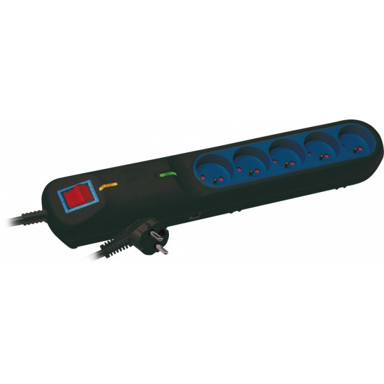 Listwa przeciwprzepięciowa LF-2005, 3L, 5m czarna
