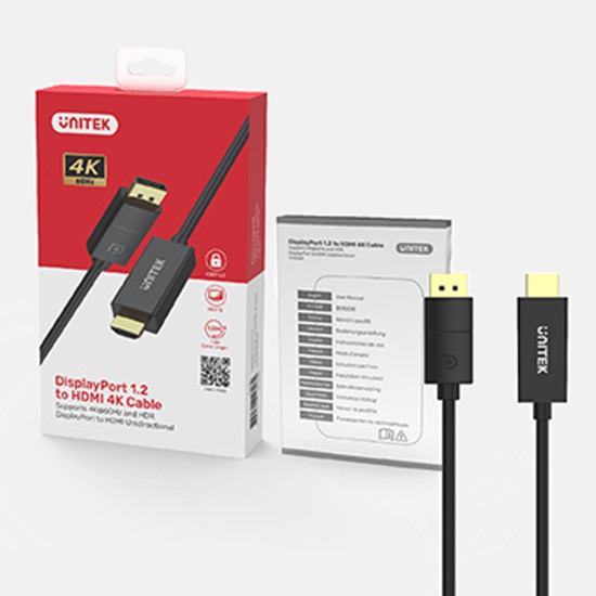 Kabel Adapter DP 1.2 - HDMI, M/M, 4K 60Hz, 1.8m, V1608A 