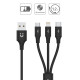 Kabel USB-A 3w1 USB-C/microUSB/ Lightning czarny C14049BK