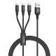 Kabel USB-A 3w1 USB-C/microUSB/ Lightning czarny C14049BK