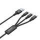 Kabel USB-A 3w1 USB-C/microUSB/ Lightning czarny C14049BK