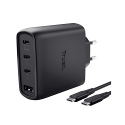Ładowarka czarna MAXO GaN 65W 3xUSB-C 1xUSB-A