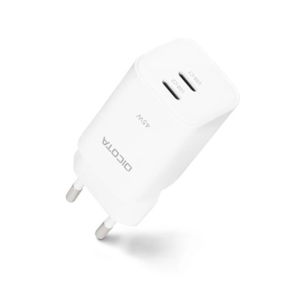 Ładowarka GaN 45W 2xUSB-C biała