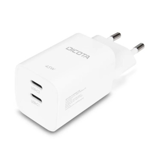 Ładowarka GaN 45W 2xUSB-C biała
