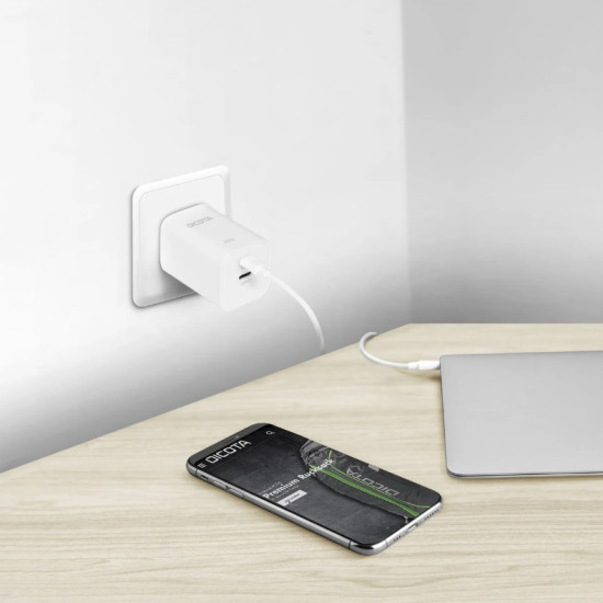 Ładowarka GaN 65W 2xUSB-C biała