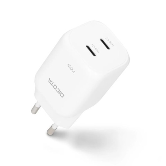 Ładowarka GaN 100W 2xUSB-C biała