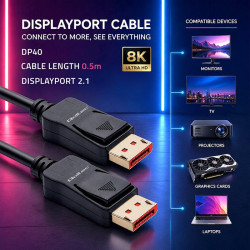 Kabel DisplayPort M/M v2.1 | 40G | 0.5m 