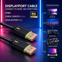 Kabel DisplayPort M/M v2.1 | 80G | 0.5m 