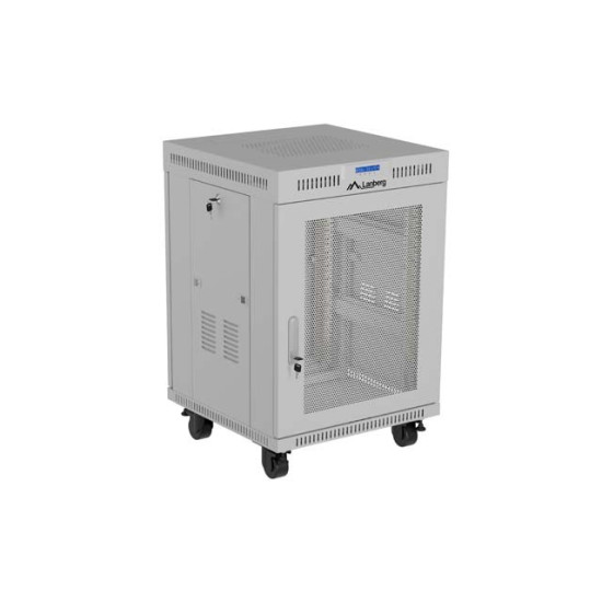 Szafa instalacyjna rack stojąca 19 cali 15U 600x600 drzwi perforowane LCD (Flat pack) szara