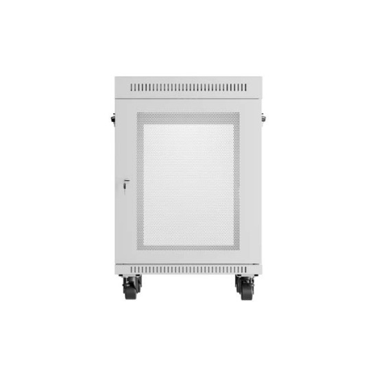 Szafa instalacyjna rack stojąca 19 cali 15U 600x600 drzwi perforowane LCD (Flat pack) szara