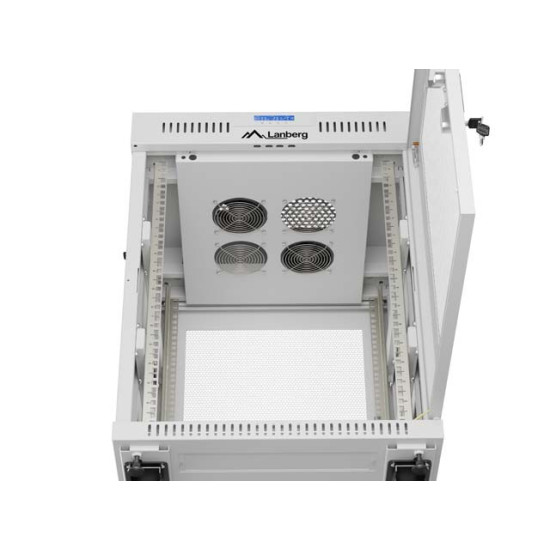 Szafa instalacyjna rack stojąca 19 cali 15U 600x600 drzwi perforowane LCD (Flat pack) szara