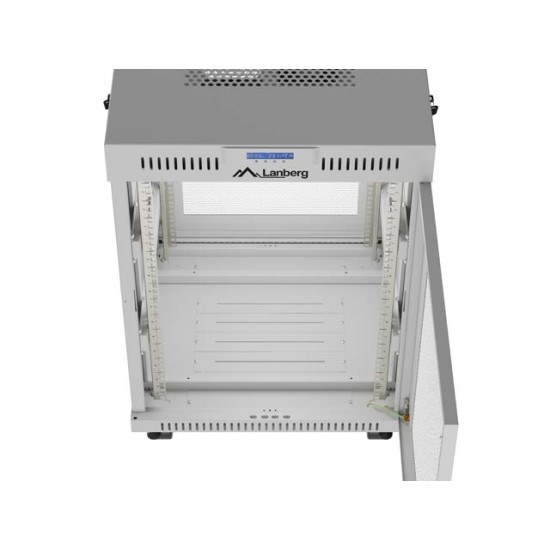 Szafa instalacyjna rack stojąca 19 cali 15U 600x600 drzwi perforowane LCD (Flat pack) szara