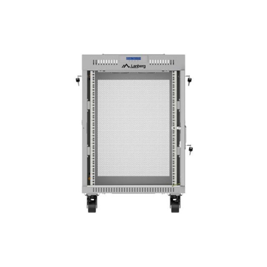 Szafa instalacyjna rack stojąca 19 cali 15U 600x600 drzwi perforowane LCD (Flat pack) szara
