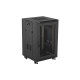 Szafa instalacyjna rack stojąca 19 cali 18U 600x600 drzwi perforowane LCD (Flat pack) czarna