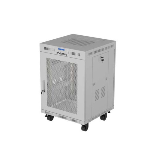 Szafa instalacyjna rack stojąca 19 cali 15U 600x800 drzwi perforowane LCD (Flat pack) szara