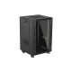 Szafa instalacyjna rack stojąca 19 cali 18U 600x600 drzwi przeszklone (Flat pack) czarna