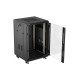 Szafa instalacyjna rack stojąca 19 cali 18U 600x600 drzwi przeszklone (Flat pack) czarna
