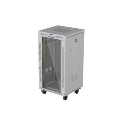 Szafa instalacyjna rack stojąca 19 cali 22U 600x600 drzwi przeszklone LCD (Flat pack) szara