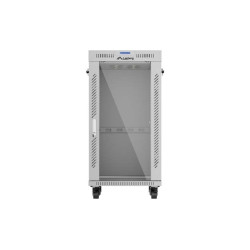 Szafa instalacyjna rack stojąca 19 cali 22U 600x600 drzwi przeszklone LCD (Flat pack) szara