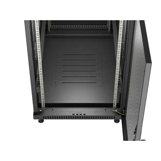 Szafa instalacyjna rack stojąca 19 cali 27U 600x1000 drzwi perforowane (Flat pack) czarna