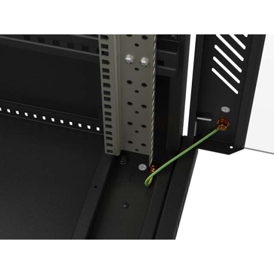 Szafa instalacyjna rack stojąca 19 cali 27U 600x1000 drzwi perforowane (Flat pack) czarna