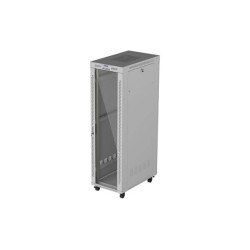 Szafa instalacyjna rack stojąca 19 cali 42U 600x1000 drzwi przeszklone LCD (Flat pack) szara