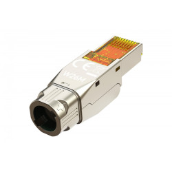 Wtyk modularny RJ45 kat.6A, PoE++, 10GbE, STP, ekranowany, beznarzędziowy, zakręcany, metalowy, AWG 22-27, linka/drut