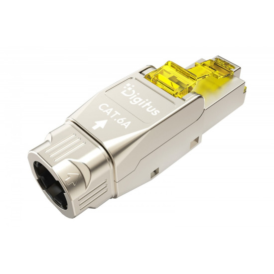 Wtyk modularny RJ45 kat.6A, PoE++, 10GbE, STP, ekranowany, beznarzędziowy, zakręcany, metalowy, AWG 22-27, linka/drut