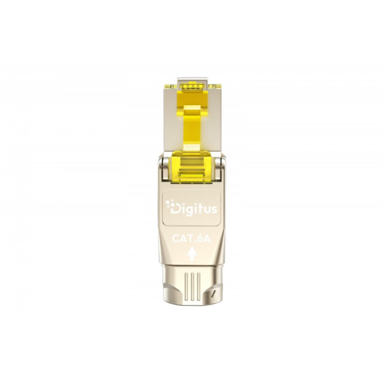 Wtyk modularny RJ45 kat.6A, PoE++, 10GbE, STP, ekranowany, beznarzędziowy, zakręcany, metalowy, AWG 22-27, linka/drut