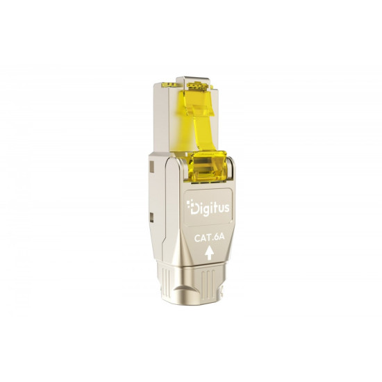 Wtyk modularny RJ45 kat.6A, PoE++, 10GbE, STP, ekranowany, beznarzędziowy, zakręcany, metalowy, AWG 22-27, linka/drut