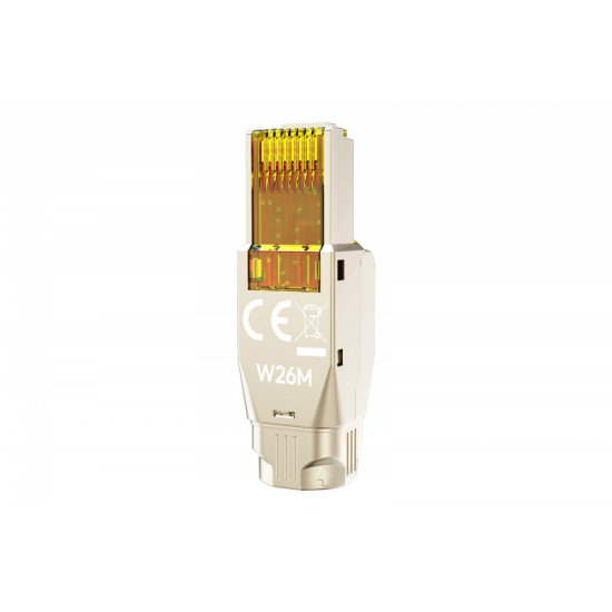 Wtyk modularny RJ45 kat.6A, PoE++, 10GbE, STP, ekranowany, beznarzędziowy, zakręcany, metalowy, AWG 22-27, linka/drut