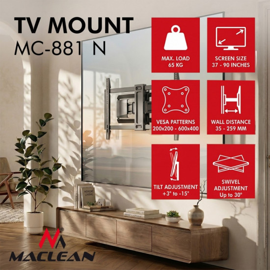 Uchwyt do TV max 65 kg MC-881 N 