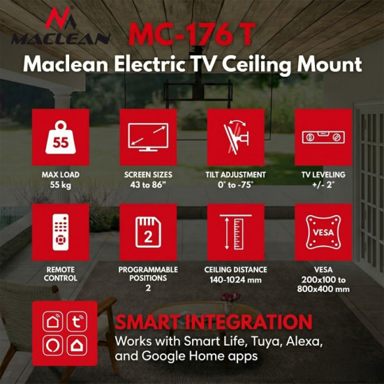 Uchwyt elektryczny sufitowy MC-176 T 