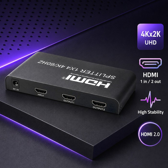 Aktywny rozdzielacz Splitter 2 x HDMI 4K x 2K | 6Gb/s | 60Hz 