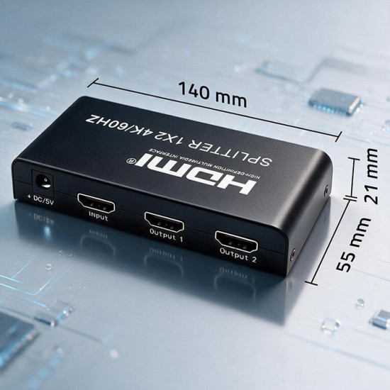 Aktywny rozdzielacz Splitter 2 x HDMI 4K x 2K | 6Gb/s | 60Hz 