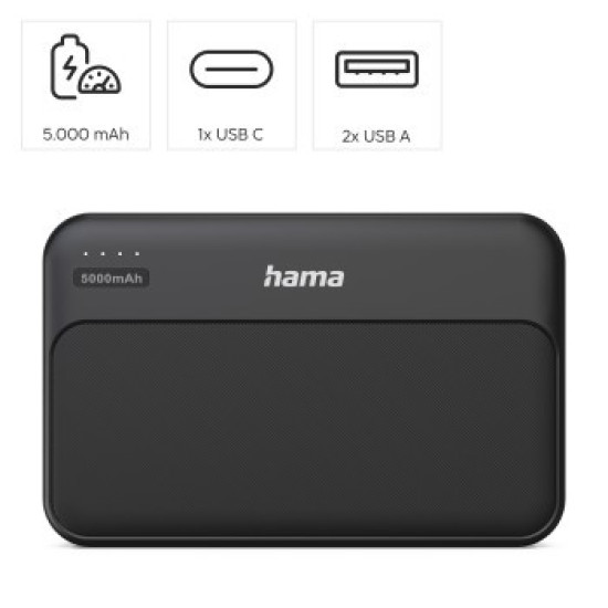 Power pack 5000 mAh 2xUSB-A antracyt 