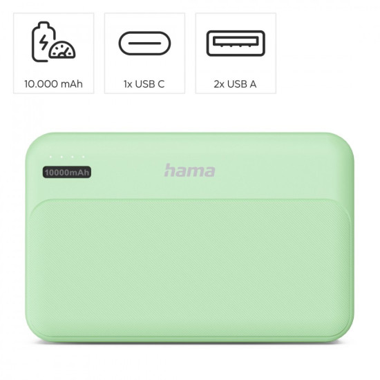 Power pack 10000mAh 2xUSB-A zielony 