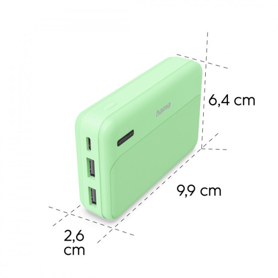 Power pack 10000mAh 2xUSB-A zielony 
