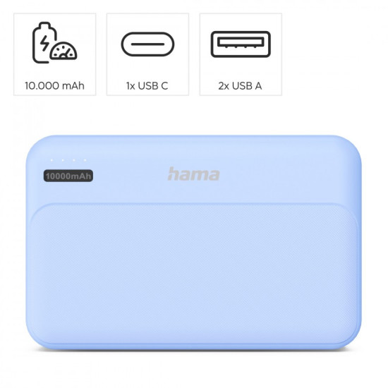 Power pack 10000 mAh 2xUSB-A niebieski 