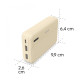Power pack 10000 mAh 2xUSB-A piaskowy 