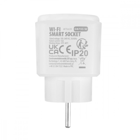 Zdalnie sterowane gniazdko Wi-fi Tuya GB735 W 