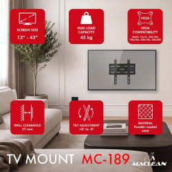 Uchwyt do TV czarny max 45 kg MC-189 