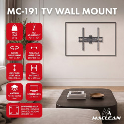 Uchwyt do TV czarny max 30 kg MC-191 