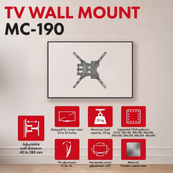 Uchwyt do TV czarny max 25 kg MC-190 