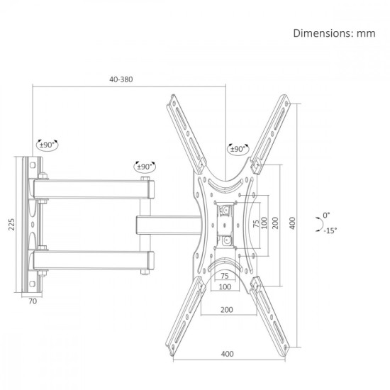 Uchwyt do TV czarny max 25 kg MC-190 