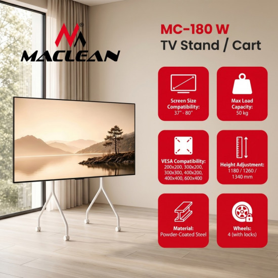 Stand do TV na kółkach max 50kg MC-180 W 